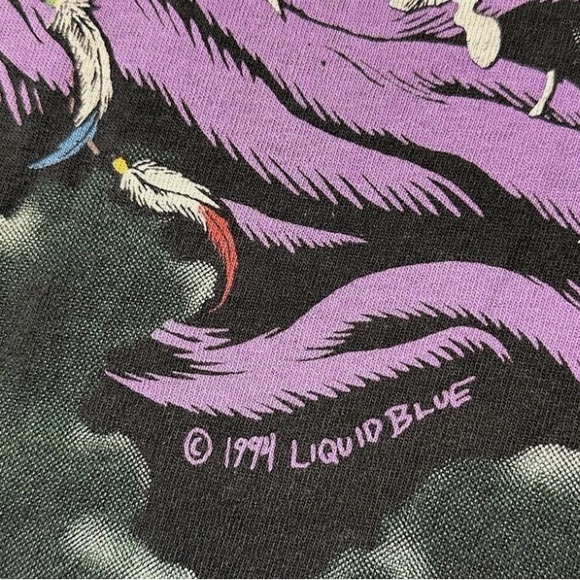 Vintage Liquid Blue Wizard AOP Graphic Tee Rare 1994 - Picture 4 of 7